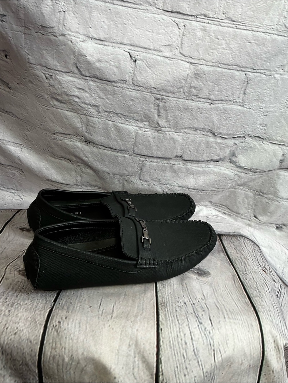 Tahari Jester Men’s Black‎ Faux Leather Driving Moc Loafer Slip-On Shoe Sz 8 GUC